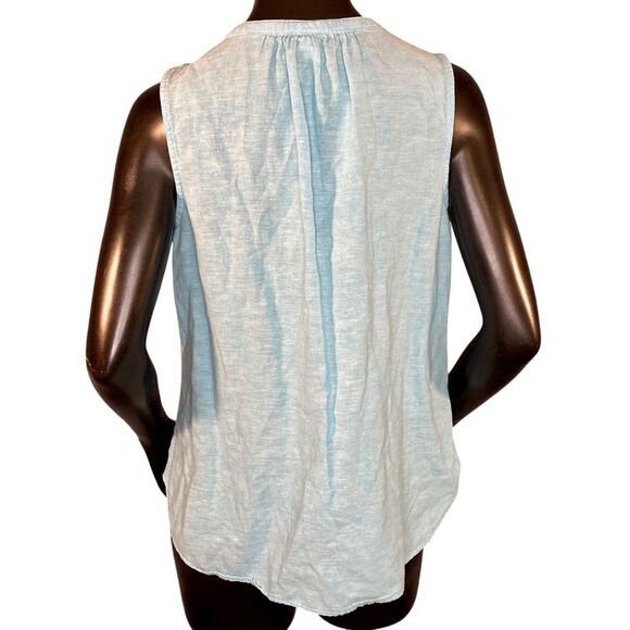 Basic Editions Sleeveless Linen Blend Blouse Womens Size Large Button Down - Picture 3 of 7